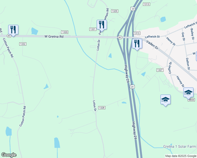 map of restaurants, bars, coffee shops, grocery stores, and more near 1660 Lotus Drive in Gretna