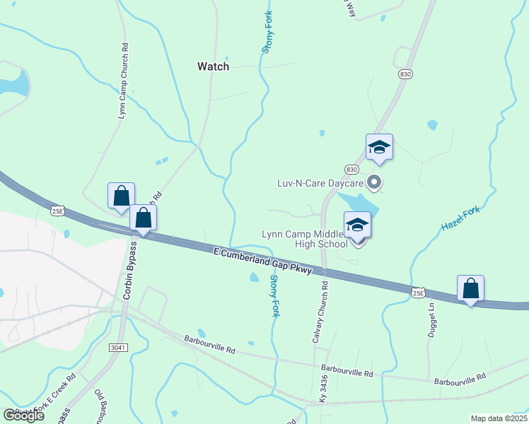 map of restaurants, bars, coffee shops, grocery stores, and more near 194 Joseph Lane in Corbin