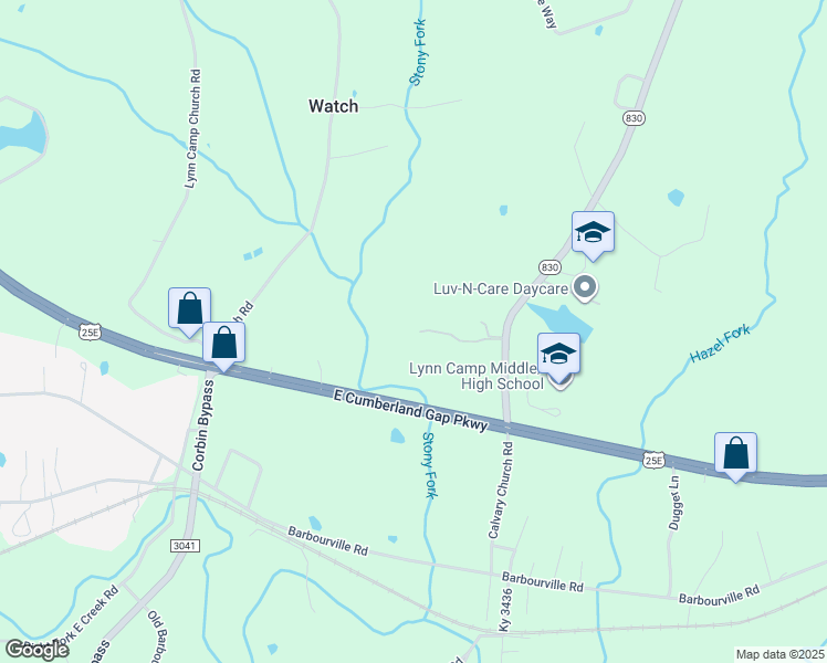 map of restaurants, bars, coffee shops, grocery stores, and more near 194 Joseph Lane in Corbin
