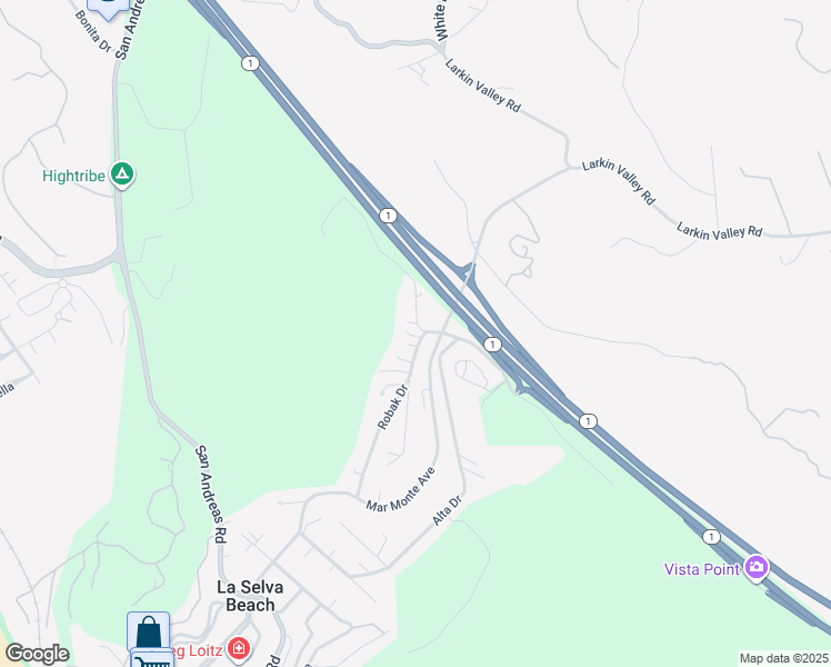 map of restaurants, bars, coffee shops, grocery stores, and more near 24 Robak Drive in La Selva Beach