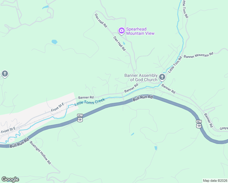 map of restaurants, bars, coffee shops, grocery stores, and more near 4898 Brickey Road in Coeburn