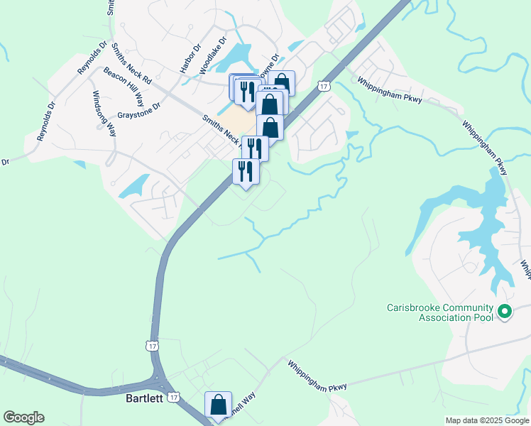 map of restaurants, bars, coffee shops, grocery stores, and more near 23038 Retreat Lane in Carrollton