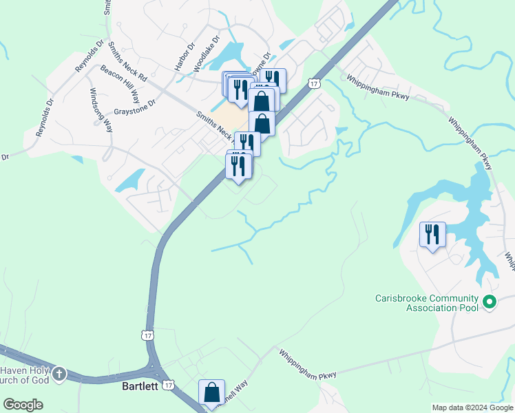 map of restaurants, bars, coffee shops, grocery stores, and more near 23038 Retreat Lane in Carrollton