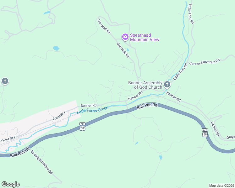 map of restaurants, bars, coffee shops, grocery stores, and more near 4898 Brickey Road in Coeburn