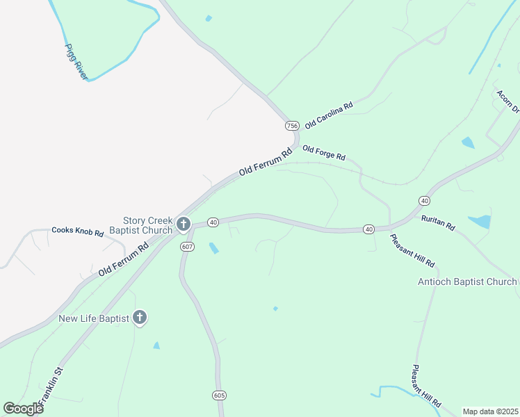 map of restaurants, bars, coffee shops, grocery stores, and more near 5932 Franklin Street in Ferrum