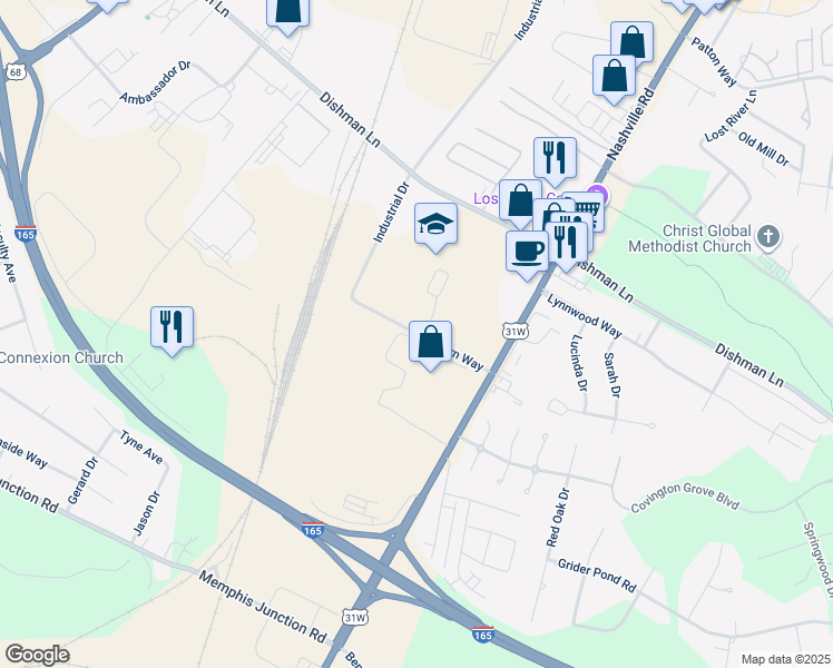 map of restaurants, bars, coffee shops, grocery stores, and more near Modern Way in Bowling Green