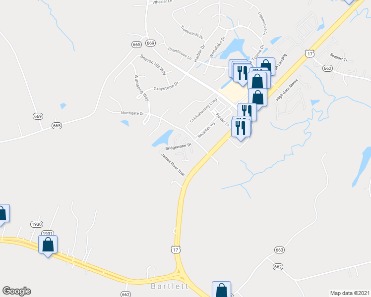 map of restaurants, bars, coffee shops, grocery stores, and more near 207 Blue Heron Trail in Carrollton