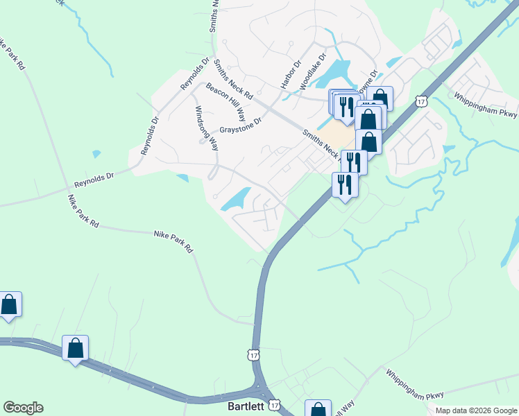 map of restaurants, bars, coffee shops, grocery stores, and more near 1409 Broad Water Arch in Carrollton