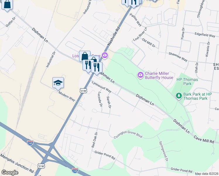 map of restaurants, bars, coffee shops, grocery stores, and more near 701-715 Lynnwood Way in Bowling Green