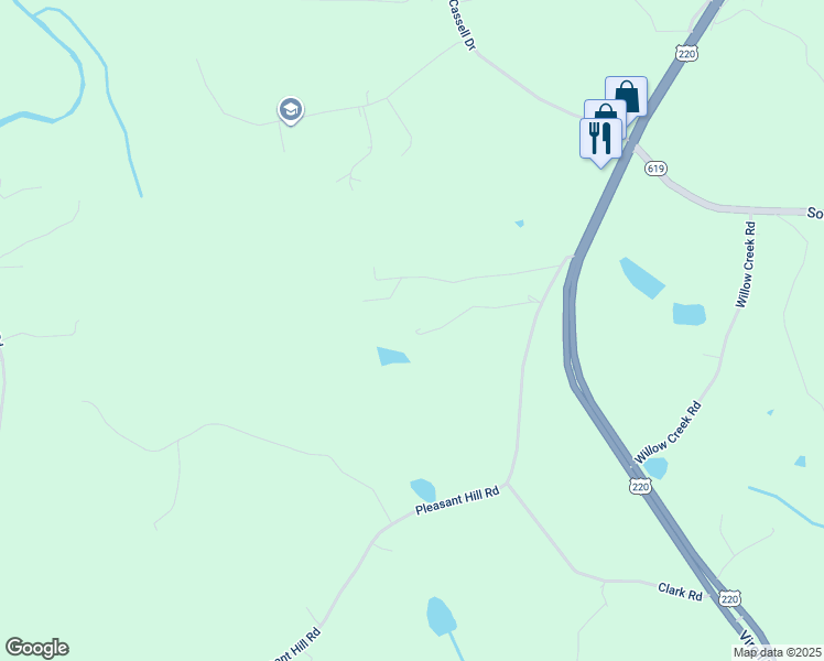map of restaurants, bars, coffee shops, grocery stores, and more near 5591 Pleasant Hill Road in Rocky Mount
