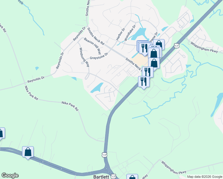 map of restaurants, bars, coffee shops, grocery stores, and more near 106 Herons Cove in Carrollton