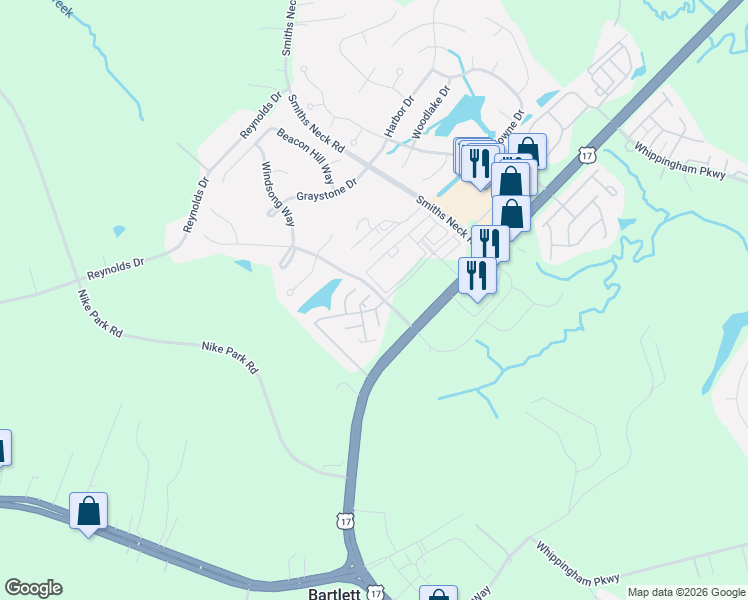 map of restaurants, bars, coffee shops, grocery stores, and more near 106 Herons Cove in Carrollton