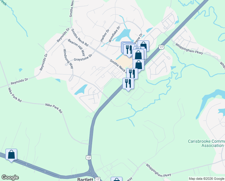 map of restaurants, bars, coffee shops, grocery stores, and more near 14000-14054 Carrollton Blvd in Isle of Wight