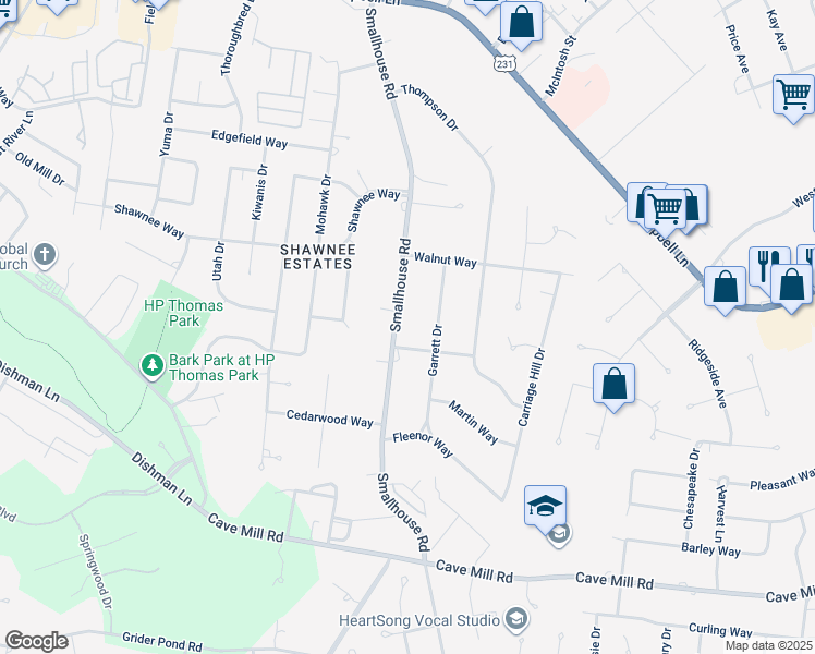 map of restaurants, bars, coffee shops, grocery stores, and more near 2734 Smallhouse Road in Bowling Green