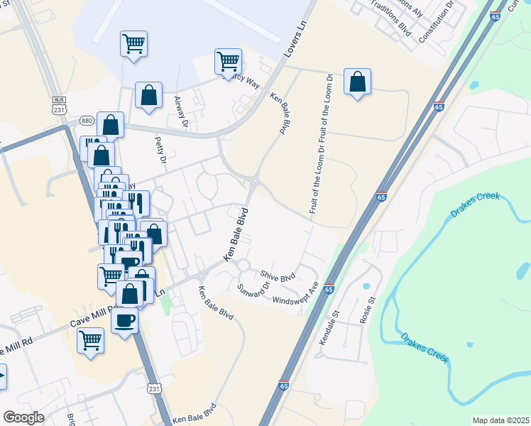 map of restaurants, bars, coffee shops, grocery stores, and more near 445 Middle Bridge Road West in Bowling Green
