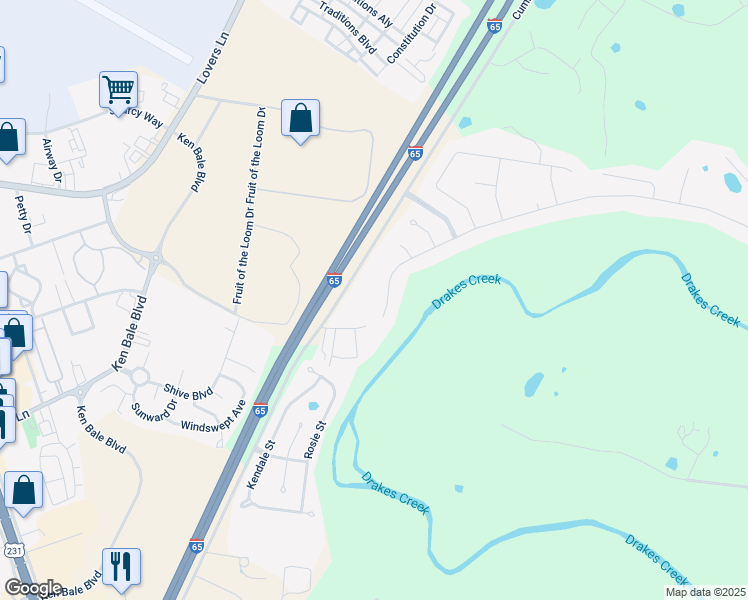 map of restaurants, bars, coffee shops, grocery stores, and more near 406 Cumberland Ridge Way in Bowling Green