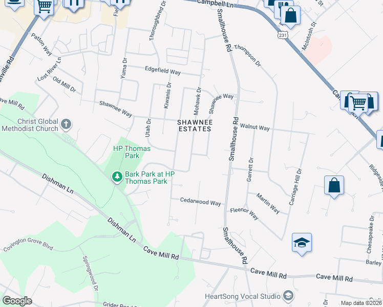 map of restaurants, bars, coffee shops, grocery stores, and more near 2753 Mohawk Dr in Bowling Green