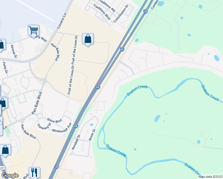 map of restaurants, bars, coffee shops, grocery stores, and more near 376 Cumberland Ridge Way in Bowling Green