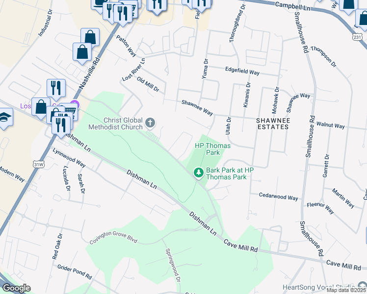map of restaurants, bars, coffee shops, grocery stores, and more near 787 Brandy Circle in Bowling Green