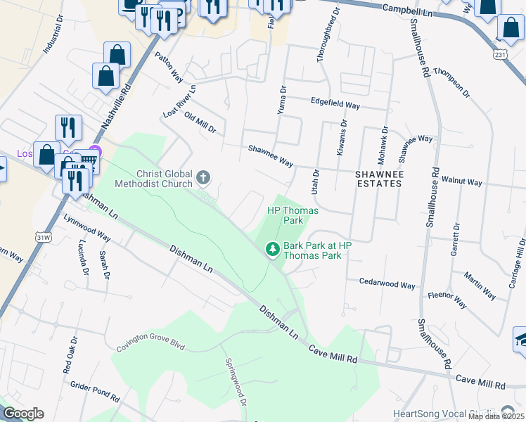 map of restaurants, bars, coffee shops, grocery stores, and more near 787 Brandy Circle in Bowling Green