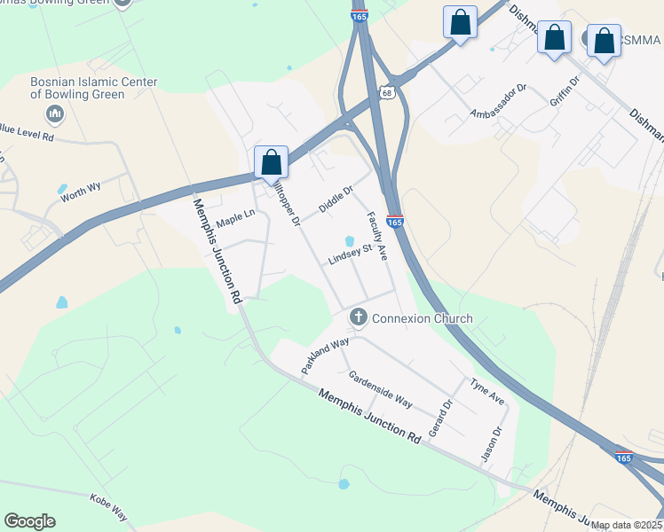 map of restaurants, bars, coffee shops, grocery stores, and more near 4413-4429 Lindsey St in Bowling Green
