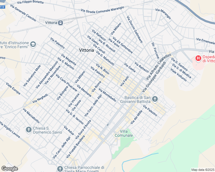map of restaurants, bars, coffee shops, grocery stores, and more near 159A Via Cacc. delle Alpi in Vittoria