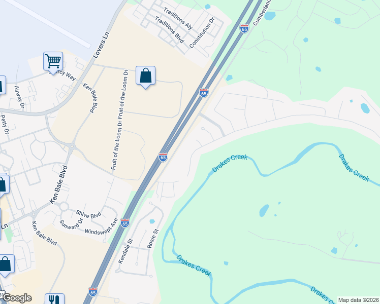 map of restaurants, bars, coffee shops, grocery stores, and more near 406 Cumberland Ridge Way in Bowling Green