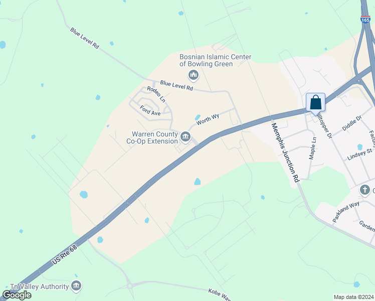 map of restaurants, bars, coffee shops, grocery stores, and more near 5162 Russellville Road in Bowling Green