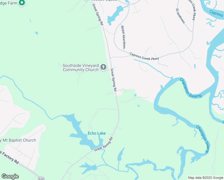 map of restaurants, bars, coffee shops, grocery stores, and more near 13470 Great Spring Road in Smithfield