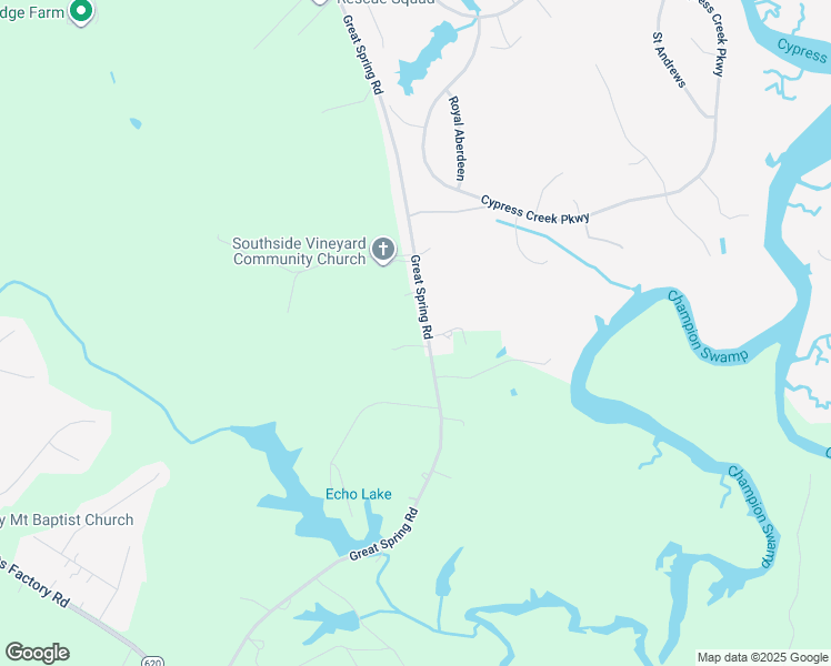 map of restaurants, bars, coffee shops, grocery stores, and more near 13470 Great Spring Road in Smithfield