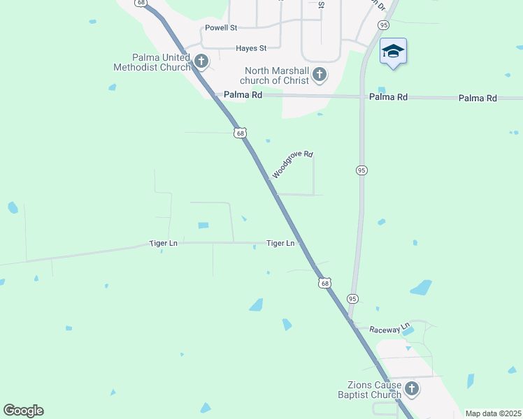 map of restaurants, bars, coffee shops, grocery stores, and more near 2391 U.S. 68 in Benton