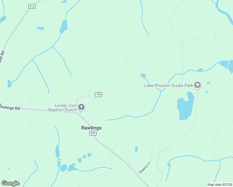 map of restaurants, bars, coffee shops, grocery stores, and more near 323 Lovely Zion Road in Rawlings