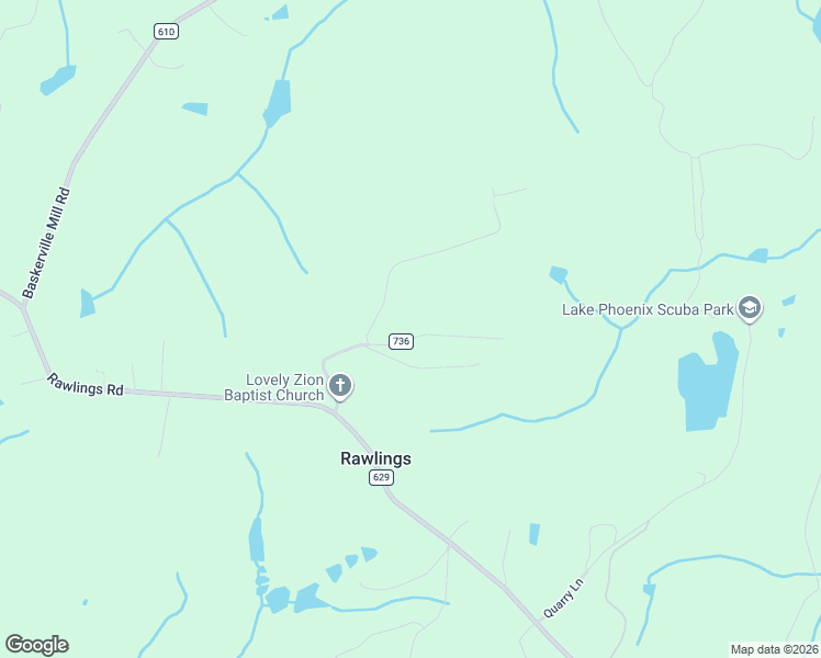 map of restaurants, bars, coffee shops, grocery stores, and more near 323 Lovely Zion Road in Rawlings