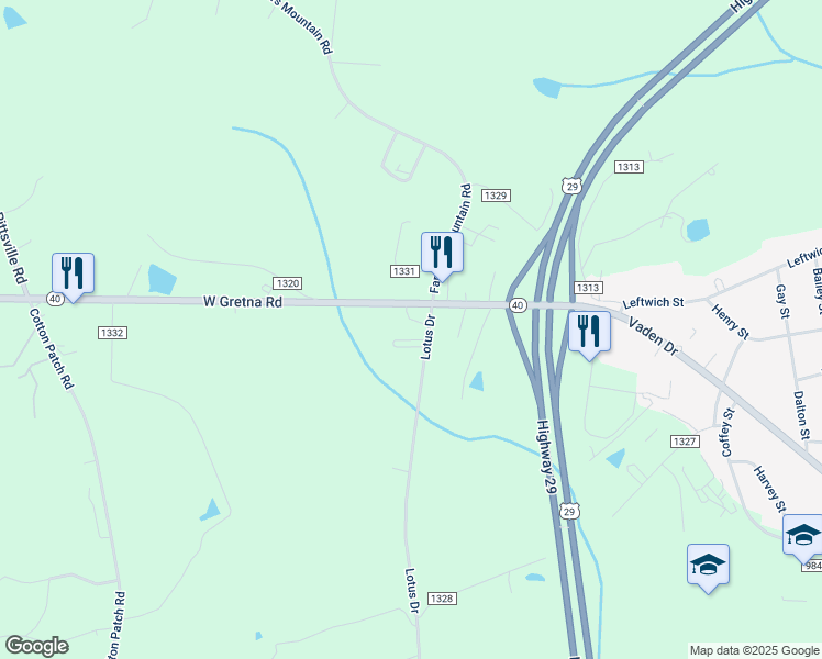 map of restaurants, bars, coffee shops, grocery stores, and more near 2021 Lotus Drive in Gretna