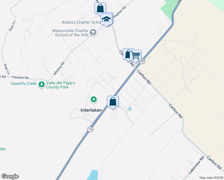 map of restaurants, bars, coffee shops, grocery stores, and more near 5 Delaney Avenue in Watsonville