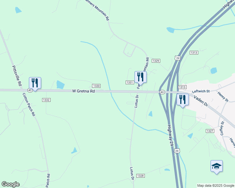 map of restaurants, bars, coffee shops, grocery stores, and more near 1485 West Gretna Road in Gretna