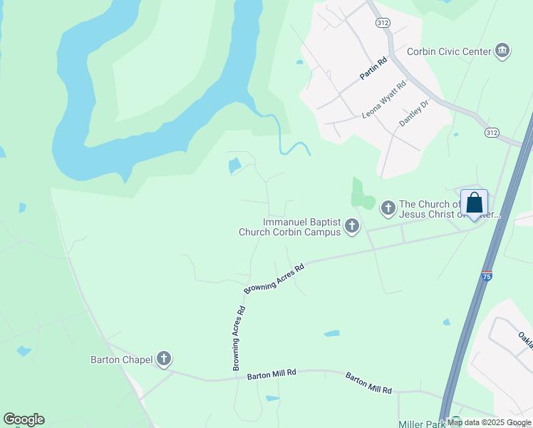 map of restaurants, bars, coffee shops, grocery stores, and more near 266 Collins Lane in Corbin