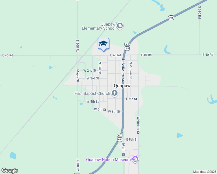 map of restaurants, bars, coffee shops, grocery stores, and more near 405 Kentucky Street in Quapaw