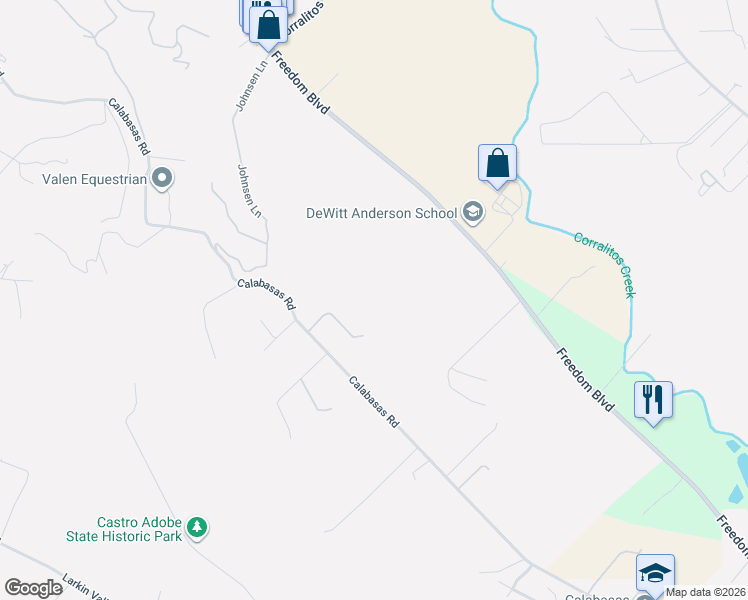 map of restaurants, bars, coffee shops, grocery stores, and more near 2729 Freedom Boulevard in Watsonville