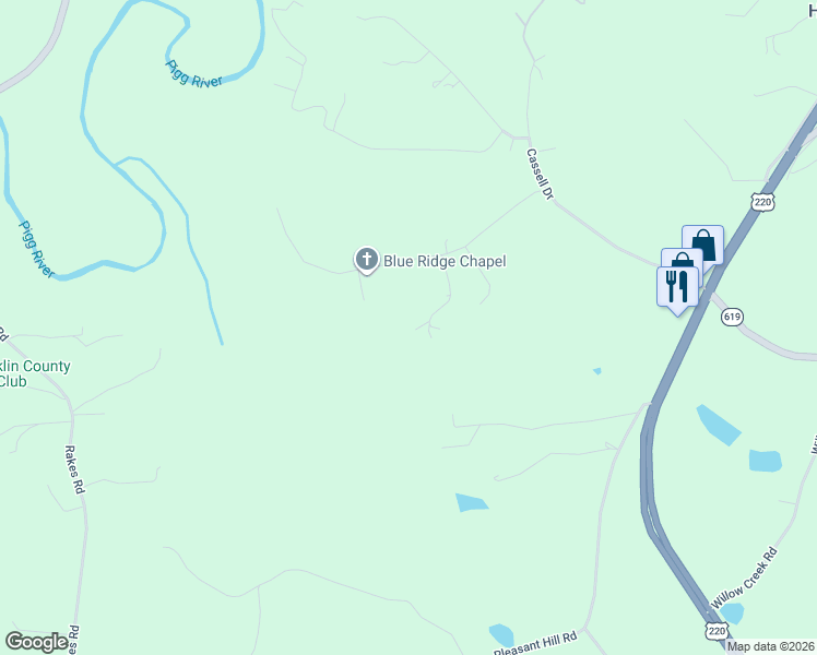 map of restaurants, bars, coffee shops, grocery stores, and more near 391 Blue Ridge Court in Rocky Mount