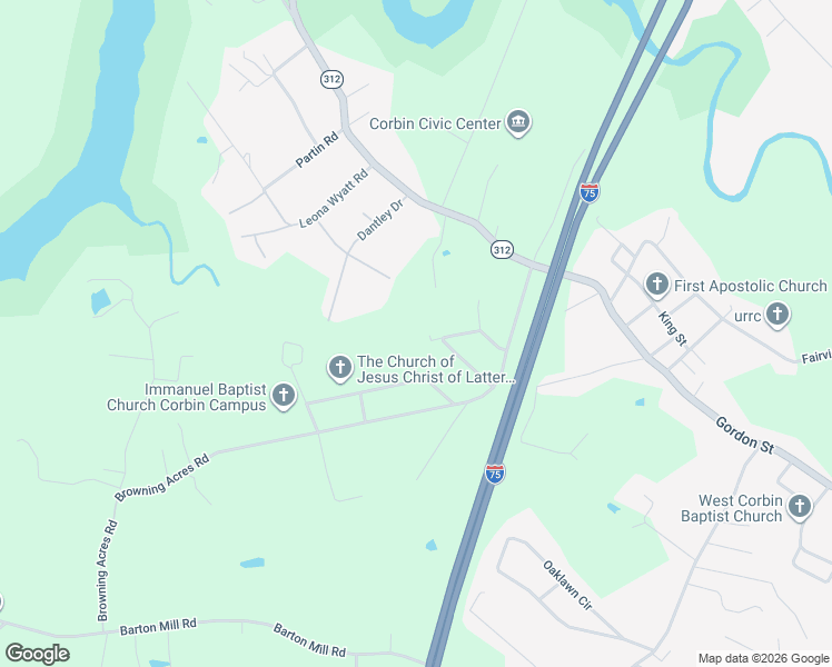 map of restaurants, bars, coffee shops, grocery stores, and more near 214 Sonnet Circle in Corbin
