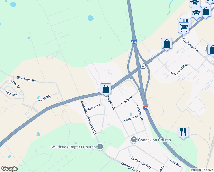 map of restaurants, bars, coffee shops, grocery stores, and more near 4486 Russellville Road in Bowling Green