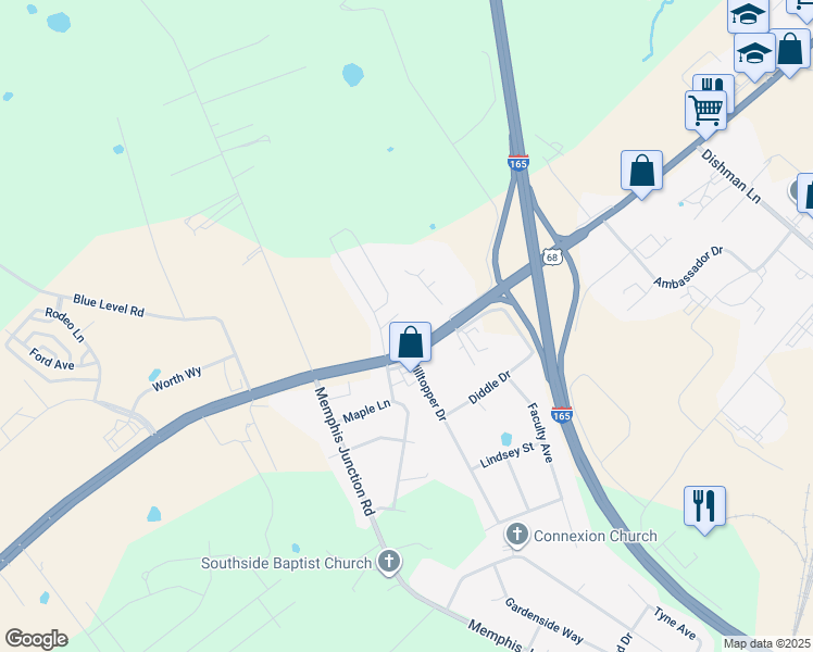 map of restaurants, bars, coffee shops, grocery stores, and more near 4486 Russellville Road in Bowling Green