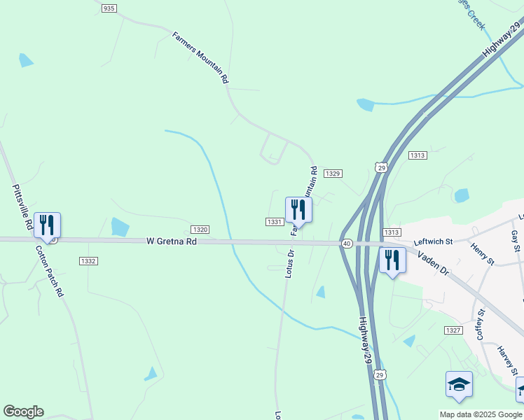 map of restaurants, bars, coffee shops, grocery stores, and more near 109 Oak Grove Road in Gretna