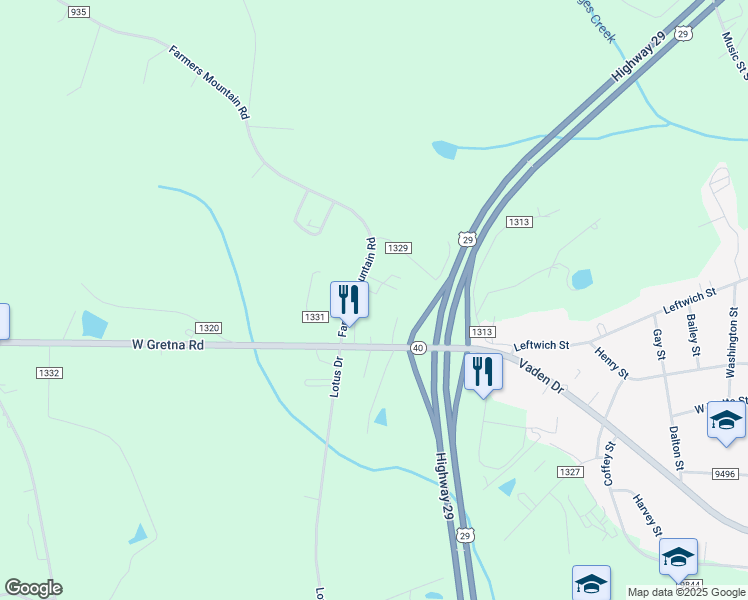 map of restaurants, bars, coffee shops, grocery stores, and more near 1220 West Gretna Road in Gretna