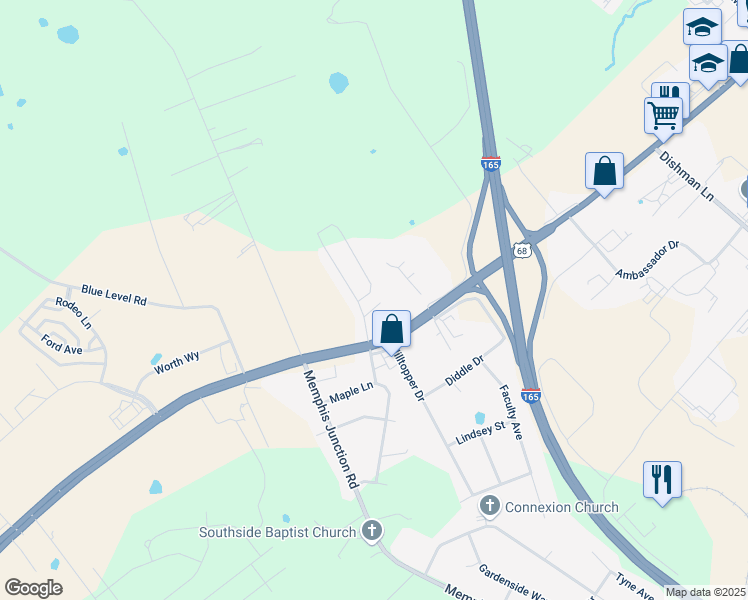 map of restaurants, bars, coffee shops, grocery stores, and more near 4470 Wal Valley Way in Bowling Green
