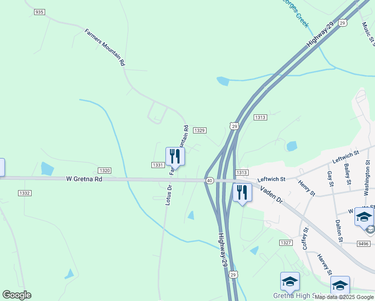 map of restaurants, bars, coffee shops, grocery stores, and more near 1220 West Gretna Road in Gretna