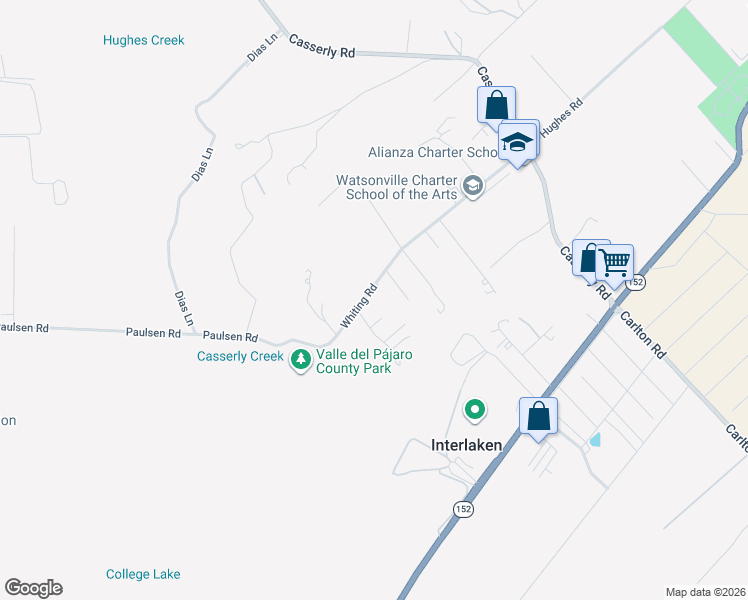 map of restaurants, bars, coffee shops, grocery stores, and more near 137 Whiting Road in Watsonville