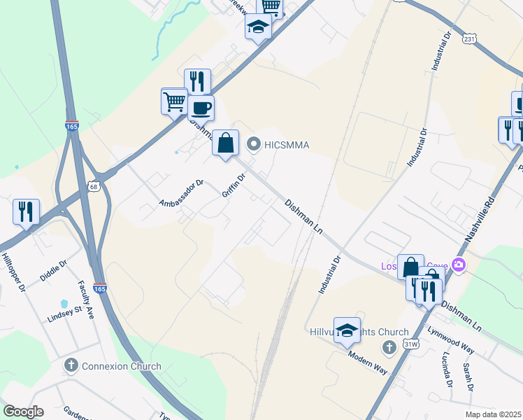 map of restaurants, bars, coffee shops, grocery stores, and more near 2717 Pioneer Drive in Bowling Green