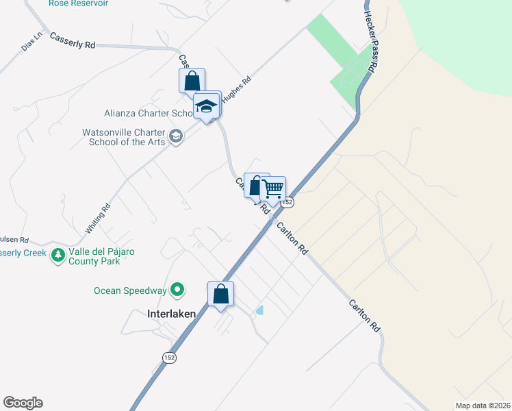 map of restaurants, bars, coffee shops, grocery stores, and more near 15 Casserly Road in Watsonville